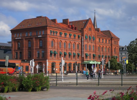 Malmö Central station is located at a canal right across from the old town