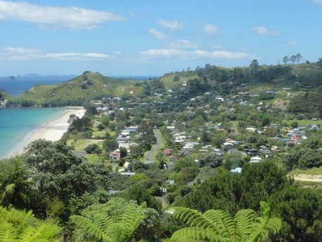 Hahei, with Te Pare Reserve at far end of beach