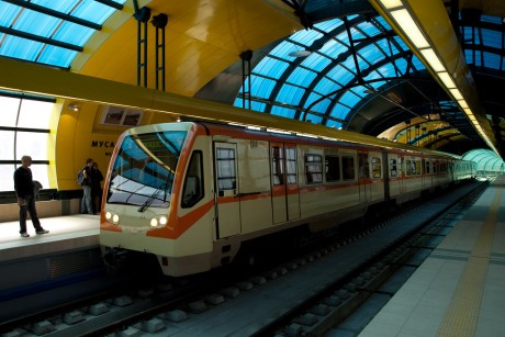 A metro/subway train in Sofia